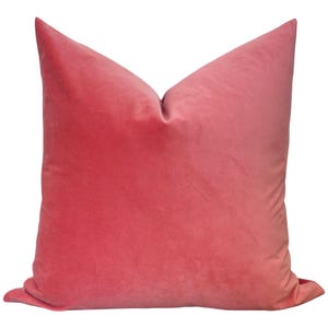 Coral Velvet Pillow Cover – Light Red Salmon Throw Cushion - Custom Pillow