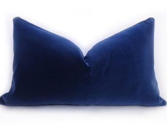 Belgium Velvet Pillow Cover - Regal Navy - Blue Velvet - Royal Blue Pillow - Decorative Pillow - Lumbar Pillow