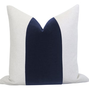 MEZZO Decorative Pillow Cover - Regal Navy and Linen - Velvet Pillow - Linen Pillow - Navy Velvet Pillow - Navy Throw Pillow - Decor