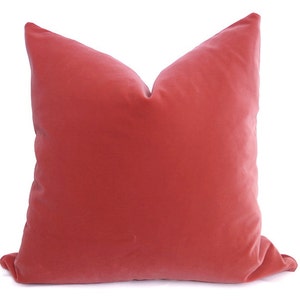 Belgium Salmon Coral Velvet Pillow Cover - Coral - Coral Velvet Pillow - Light Red - Salmon - Coral - Designer Pillow - Decorative Pillow
