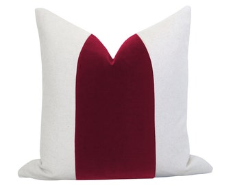 MEZZO Decorative Pillow Cover - Ruby - Velvet Pillow - Linen Pillow - Red Velvet Pillow - Red Throw Pillow - Decorative Pillow - Red