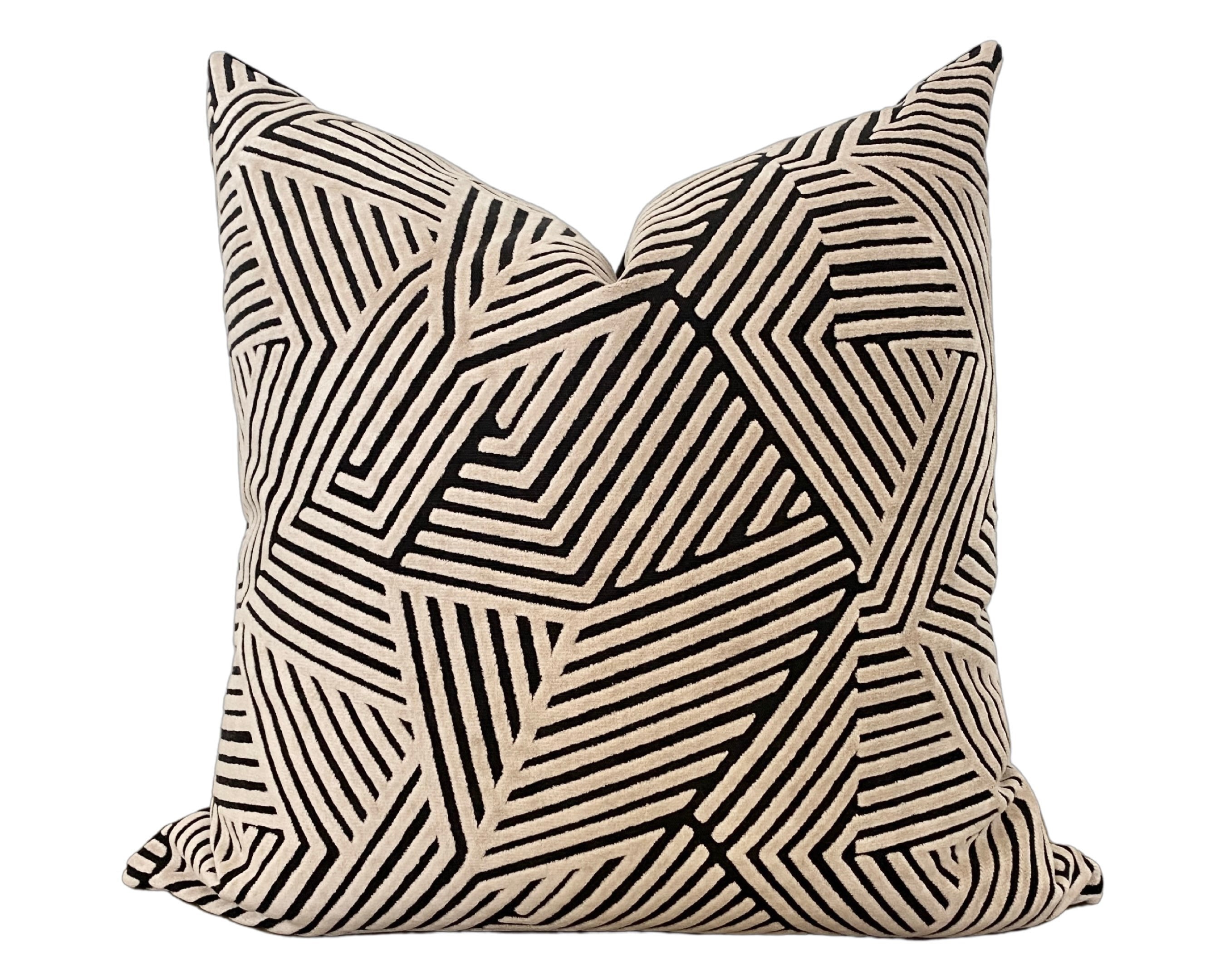 Geometric Black and Gold Pillow Etsy UK