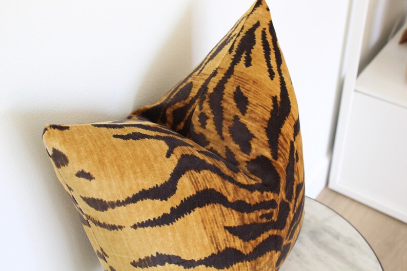 Tigress Velveteen Pillow Cover Gold Tiger Pillow Gold Etsy