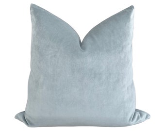 Plush Spa Blue Velvet Pillow Cover - Light Blue Decor - Custom Pillow