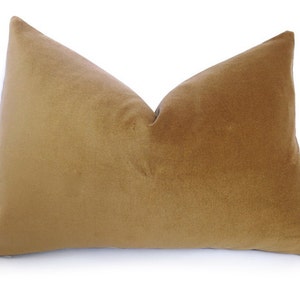 PLUSH Velvet Pillow Cover - Gold - Gold Pillow - Velvet Pillow - Lumbar Pillow - Decorative Pillow - Lumbar - Rectangle - Washable