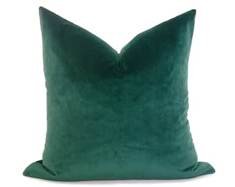 PLUSH Velvet Emerald Green Velvet Pillow Cover -  Green Pillow - Dark Green - Velvet - Throw Pillow Cover - Washable