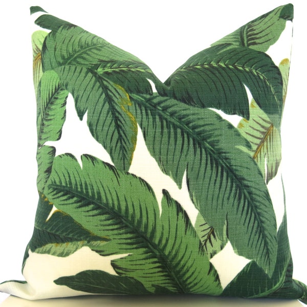 Palm Print Pillow Cover - Palm Leaf Pillow - Green - Dark Green - Light Green - Beverly Hills Outdoor Pillow Cover Beach Patio