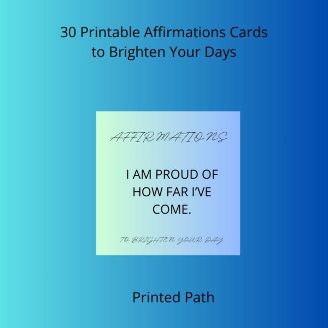 30 Bright Affirmation Cards | Printable Daily Positivity Cards | Mental ...