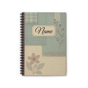 Vintage Floral Spiral Notebook - Ruled Line, Personalized Journal, Custom Flower Diary, Retro Notepad, Floral Writing Pad