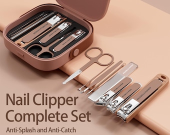 Bailebelle 8-in-1 Nail Clipper & Manicure Set | Stainless Steel Grooming Kit | Travel-Friendly Case