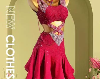 Floral Latin Dance Dress: Samba Rumba Salsa Ballroom Competition Costume
