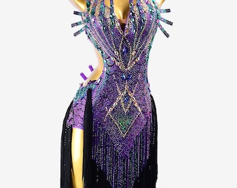 Purple Fringe Latin Dance Dress Fringe Rhythm Dress L0009C - Etsy