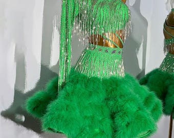 Black Shiny Latin Dance Dress: Modern Three-Piece Set