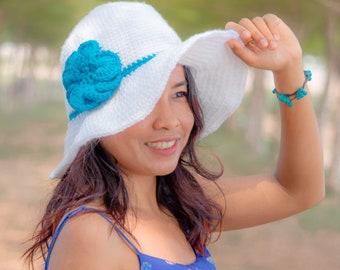 Easy wide brim hat pattern pdf with video tutorial, summer hat, beginner summer crochet hat,