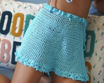 Easy crochet high waisted skirt for beginners pdf pattern with video, beach cover up skirt,