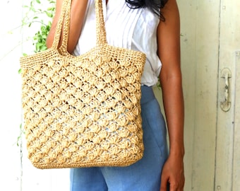 Instant Download PDF crochet pattern holiday raffia bag