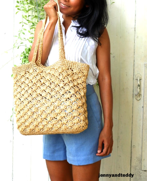 Easy Raffia Beach Bag Crochet Pattern – Instant PDF + Video Tutorial – Beginner Friendly Boho Summer Tote