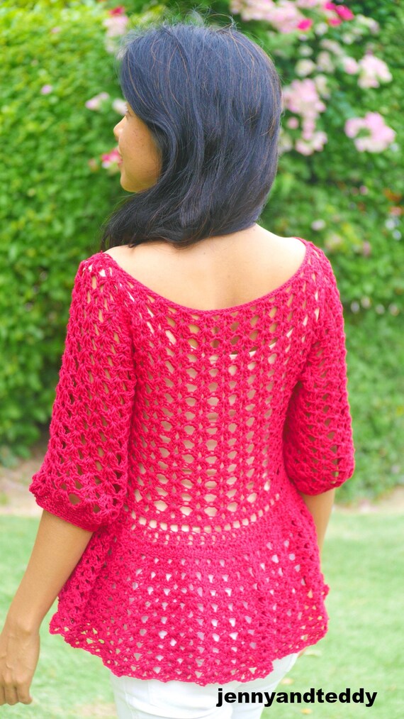 トップス ANDMARY Crochet frill knit tops ANDMARY】Crochet frill knit tops