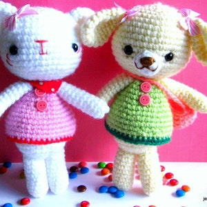 Instant Download PDF amigurumi crochet pattern sweet bear Emma and Emily kitten ,welcome to sell the finished item image 1