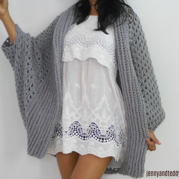 Crochet chunky cardigan pattern pretty me oversize chunky cocoon shrug with video tutorial