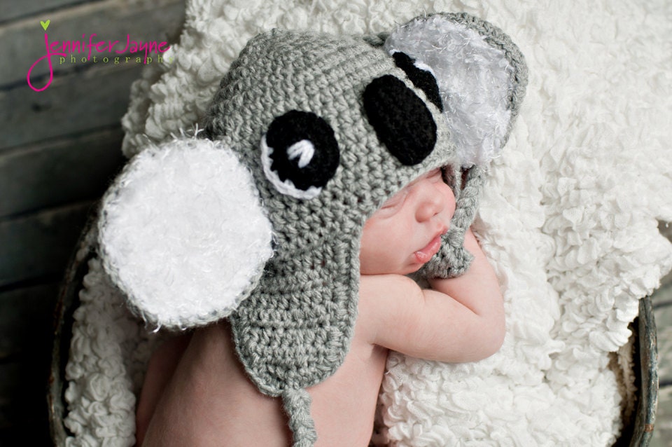 Koala Hat Pattern for Newborn to 1 Year