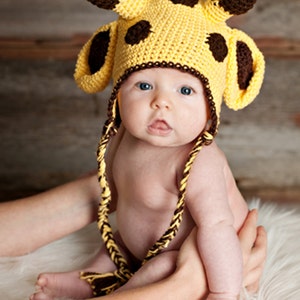 Instant Download PDF crochet pattern giraffe hat with earflap-  sizes 0-3 month only-etsy