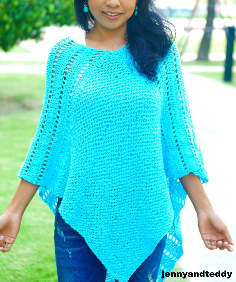 Crochet poncho pattern, Lilly easy poncho, triangle poncho, triangle shawl, easy crochet pattern, crochet sweater, poncho for women, pdf image 2