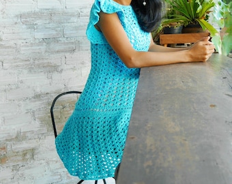 Easy crochet summer  dress sleeveless with video tutorial pdf pattern