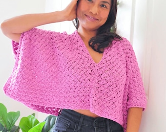 Poncho style crochet top pattern ,Beginner summer top,pdf, easy crochet pattern,crochet poncho