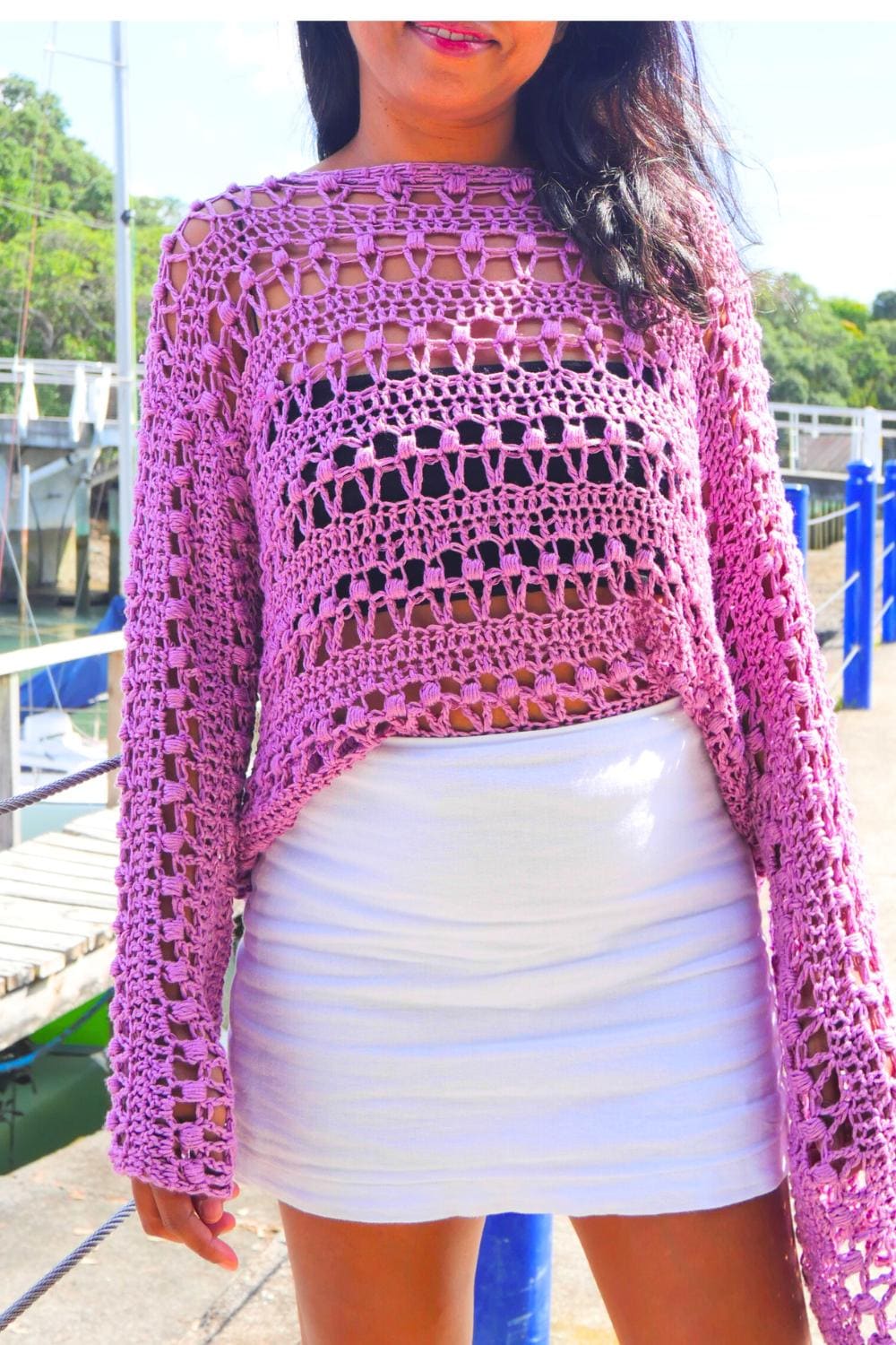 39 Mesh Sweater Crochet Patterns for Airy Layers, Pullovers, and Cardigans 6 Crochet Pattern Rosy Mesh Summer Sweater Easy Beginner