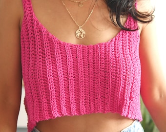 Easy crochet ribbed tank top pdf pattern with video tutorial