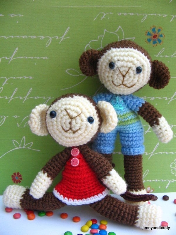 30 Plant Crochet Patterns to Brighten Home Decor and Gift Giving 14 Monkey Brother and Sister Amigurumi Crochet Pattern