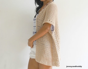 Easy crochet kimono cardigan pdf pattern with video tutorial, linen stitch crochet kimono