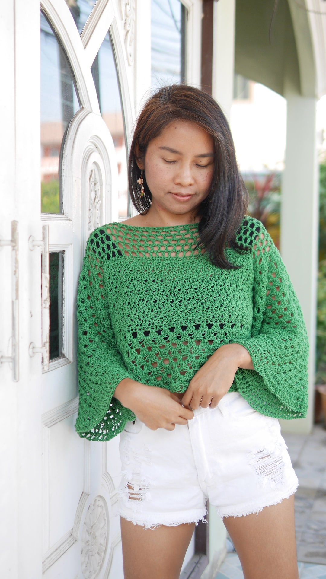 Crochet Bell Sleeve Sweater Top Pdf Pattern With Videot Tutorial,summer ...