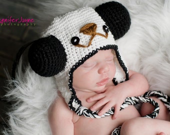 Instant Download PDF crochet pattern panda hat  -  sizes newborn-1year-etsy