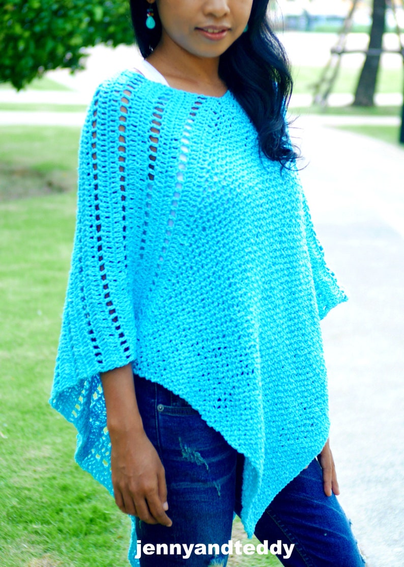 Crochet poncho pattern, Lilly easy poncho, triangle poncho, triangle shawl, easy crochet pattern, crochet sweater, poncho for women, pdf image 1