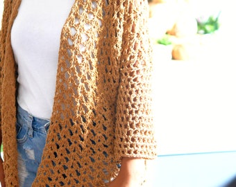 Instant Download PDF crochet pattern lacy easy lace summer cardigan