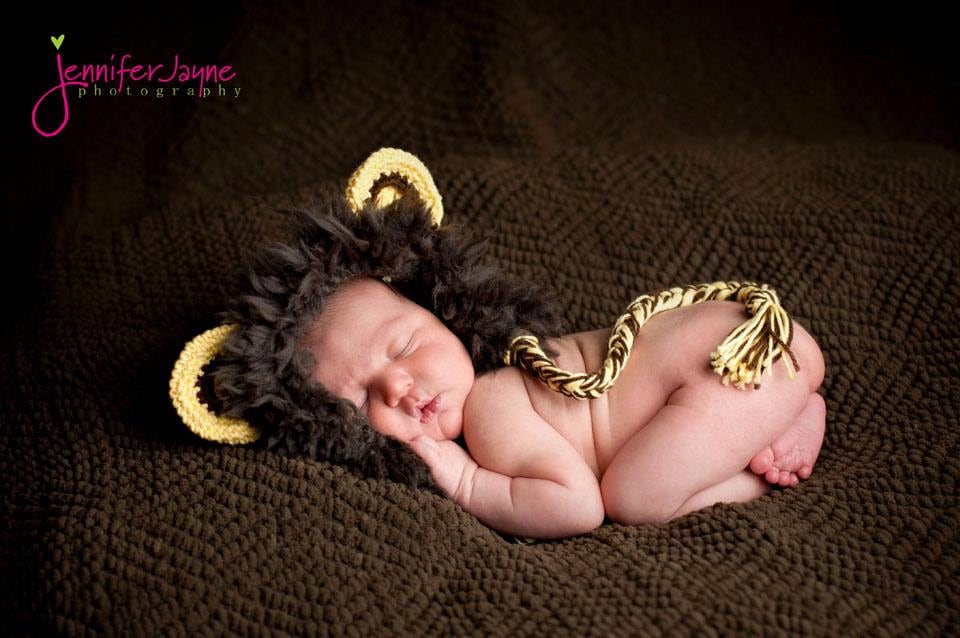 Lion Hat with Earflaps for Newborns