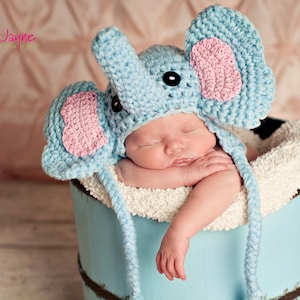 crochet newborn baby elephant hat pdf pattern with video tutorial 0-3 month,photo prop image 1