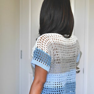 Easy crochet mesh top tee pdf pattern with video tutorial image 2