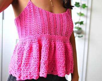 Freches Häkel Schößchen Tank Top Pdf Anleitung mit Video Tutorial, Sommer Top. oben