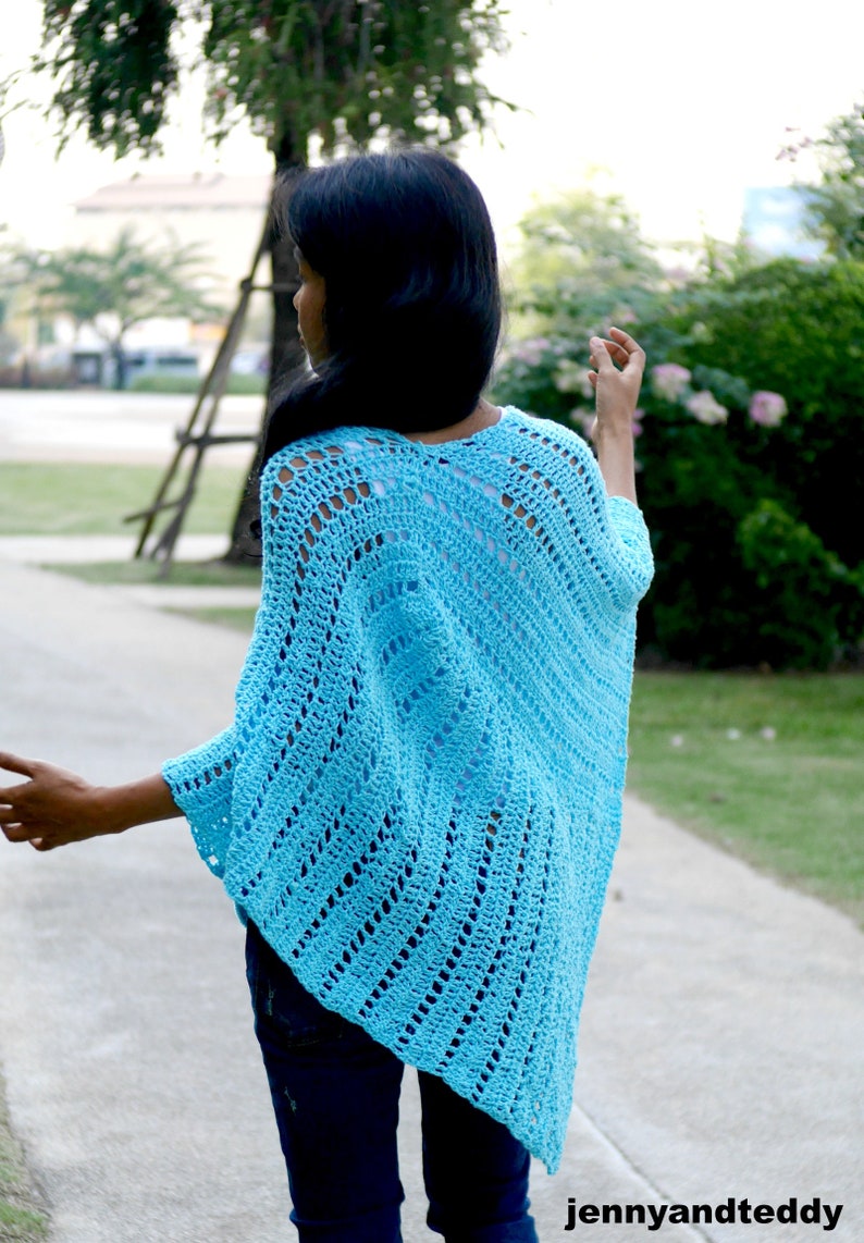 Crochet poncho pattern, Lilly easy poncho, triangle poncho, triangle shawl, easy crochet pattern, crochet sweater, poncho for women, pdf image 3