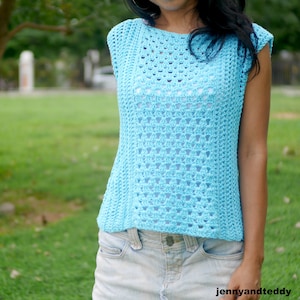 Granny Stitch Summer Crochet Top Pattern PDF | Easy Beginner Mesh Tee | Full Video Tutorial  Lacy Boxy Top Instant Download
