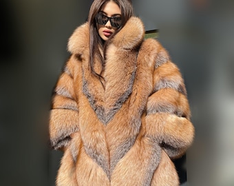 レッドフォックスファーコート - Etsy 日本