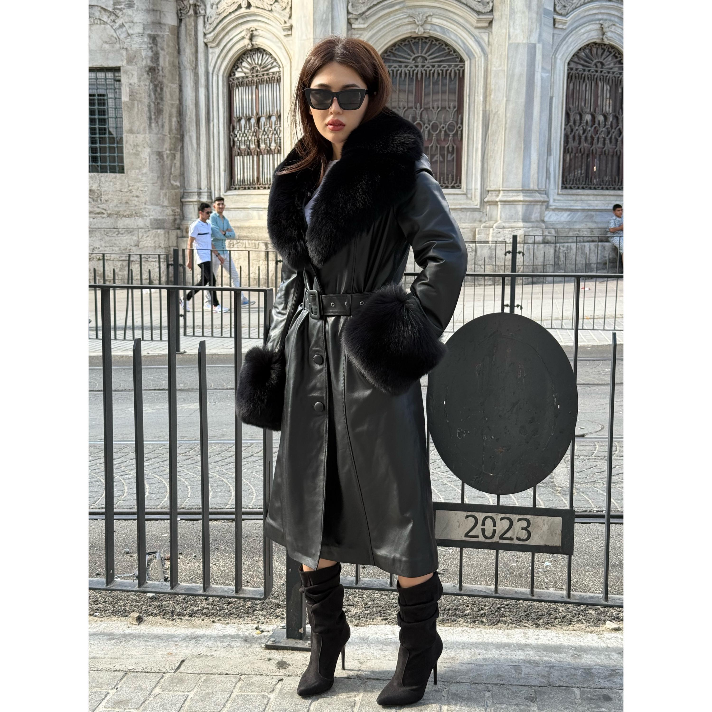 Faux Fur Collar Penny Lane Coat 70s Fur Jacket Black Fur Trench Canada