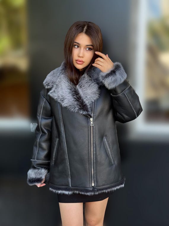 Winter Womens Long Aviator Jacket Vintage Look Maxi Aviator Coat