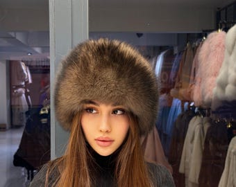 Golden Brown Faux Fur Hat - Russian Fur Hat - Plush Hat 