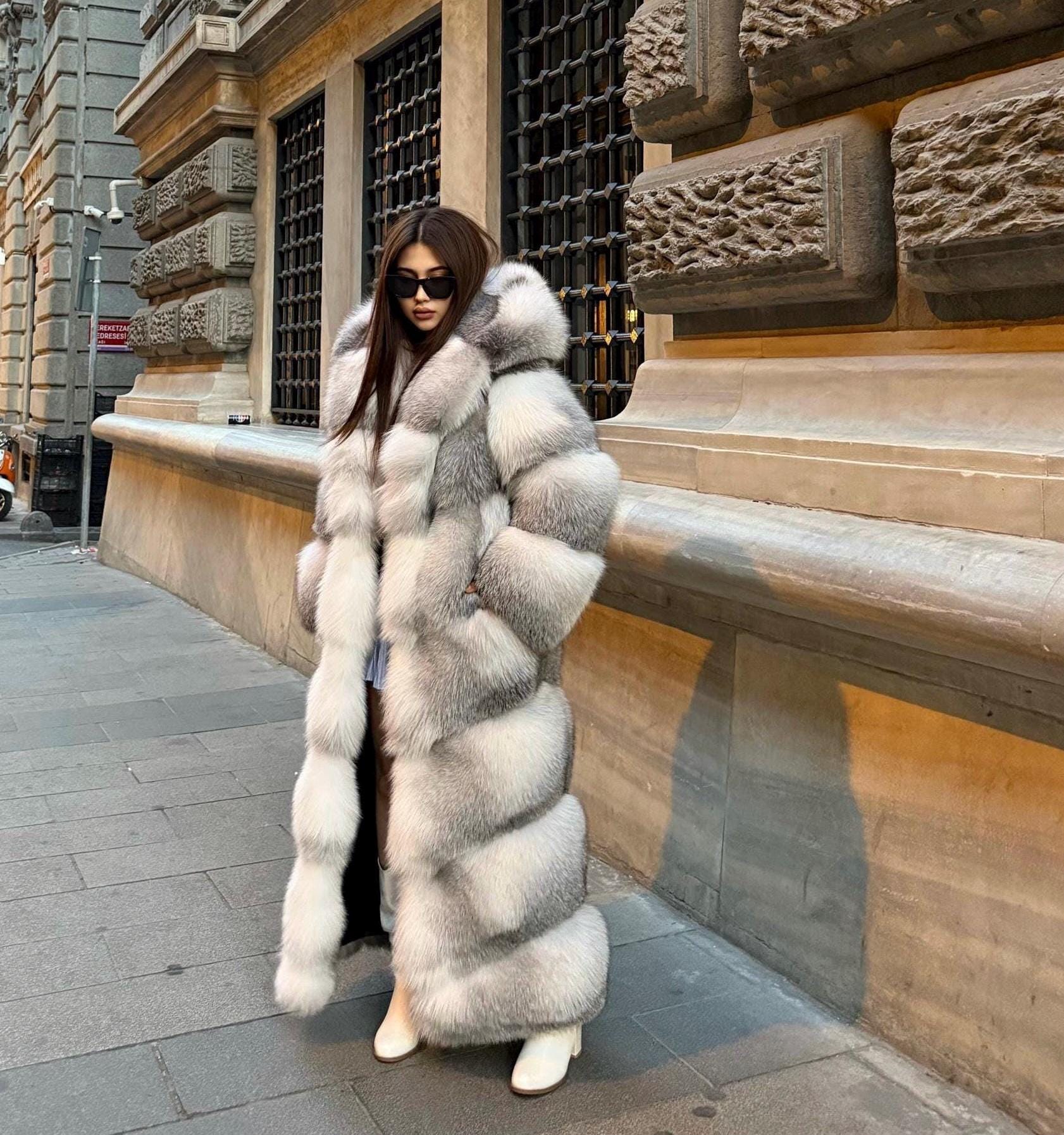 ジャケット・アウター SAGA FOX Silver Fox Long Coat 120cm Saga Fox Fur Coat | eBay