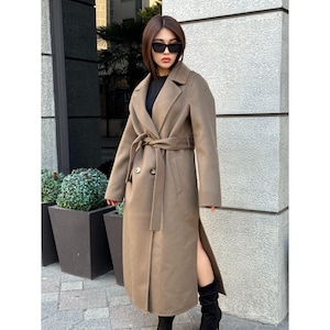 Mause Handmade Women Alpaca Wool Coat | Natural Luxury Alpaca Wool Outwear | Soft Warm Handmade Women Outerwear | Zibellino Alpaca Long Coat