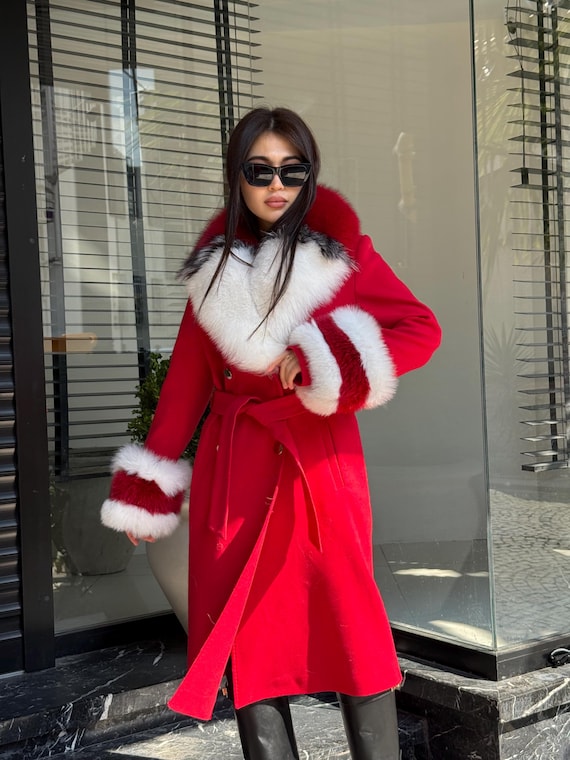 アンゴラ フォックスファーコート 赤 ロング 毛皮 楽天市場】フェイクファー コート レディース 毛皮コート モコモコ